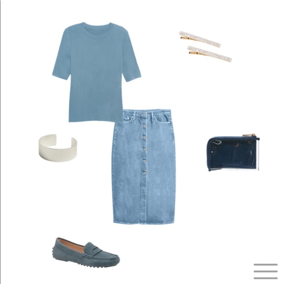 NWT BR buttoned Denim Midi Sk… - Picture 13 of 16